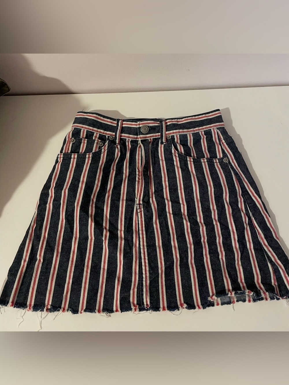 Brandy Melville Denim Skirt in Navy, White & Red